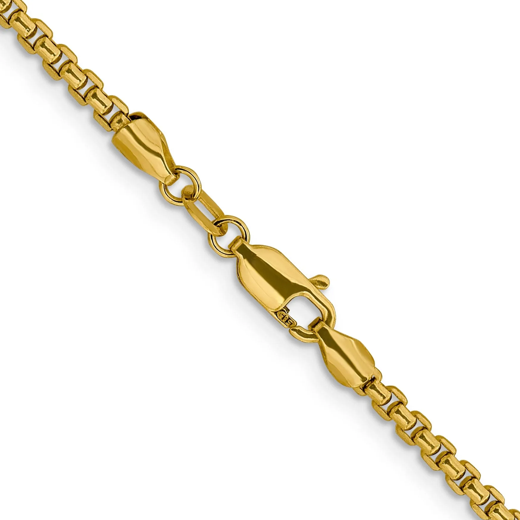 14k Yellow Gold 2.4 mm D.C Round Box Chain