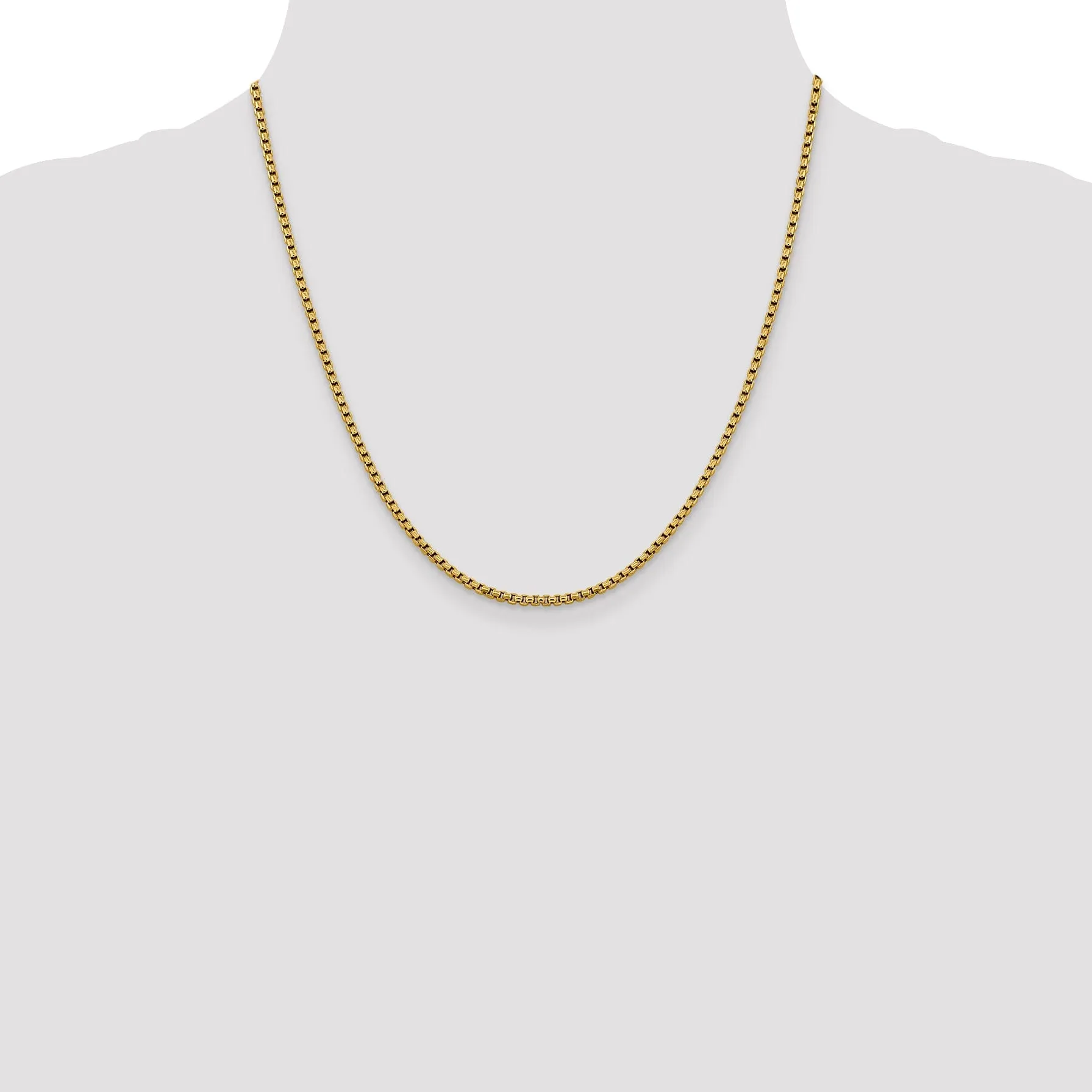 14k Yellow Gold 2.4 mm D.C Round Box Chain