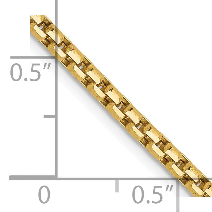 14k Yellow Gold 2.4 mm D.C Round Box Chain