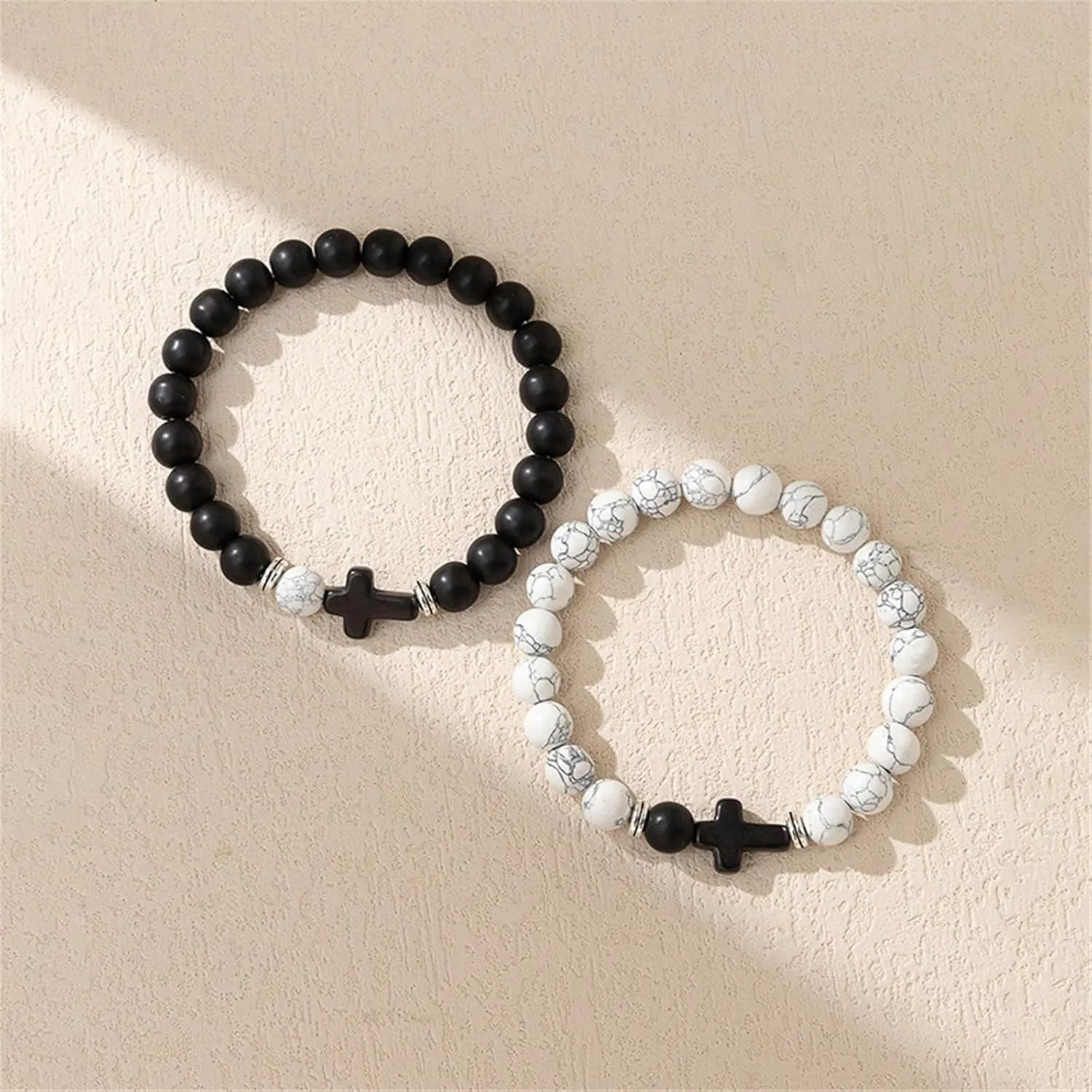 2-3Pcs Lucky Turkish Blue Evil Eye Hamsa Hand of Fatima Beaded Stretch Bracelet Elastic 7 Chakras Gemstone Lava Stone Bracelet for Women Men Good Luck Protection Amulet Jewelry