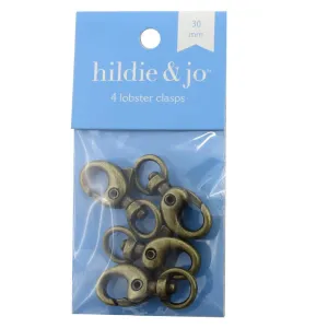 4 pk 30mm Lobster Clasps - Oxidized Brass