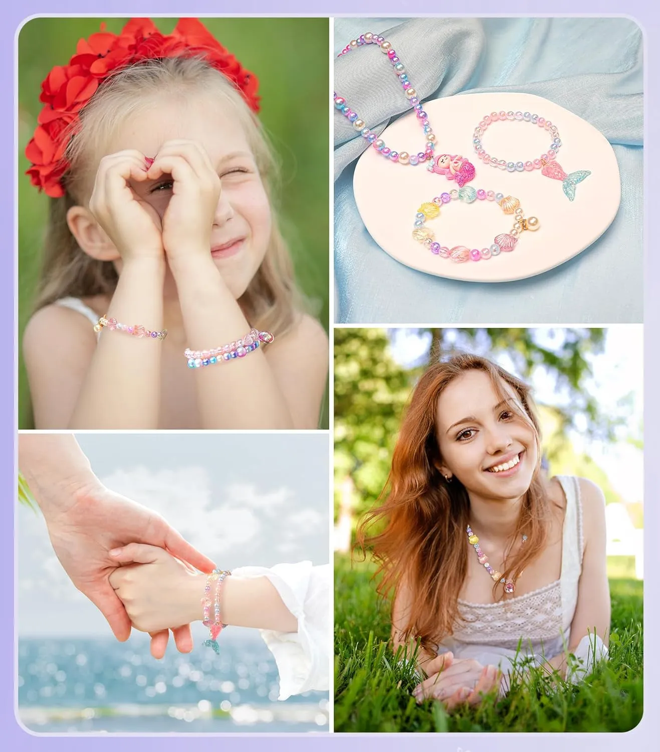 900Pcs Mermaid Bracelet Making Kit for Girls Kids Charm DIY Beads for Jewelry Making, Friendship Bracelet Kit with Ocean Pearl Shell Butterfly Beads for Bracelet Necklace Making