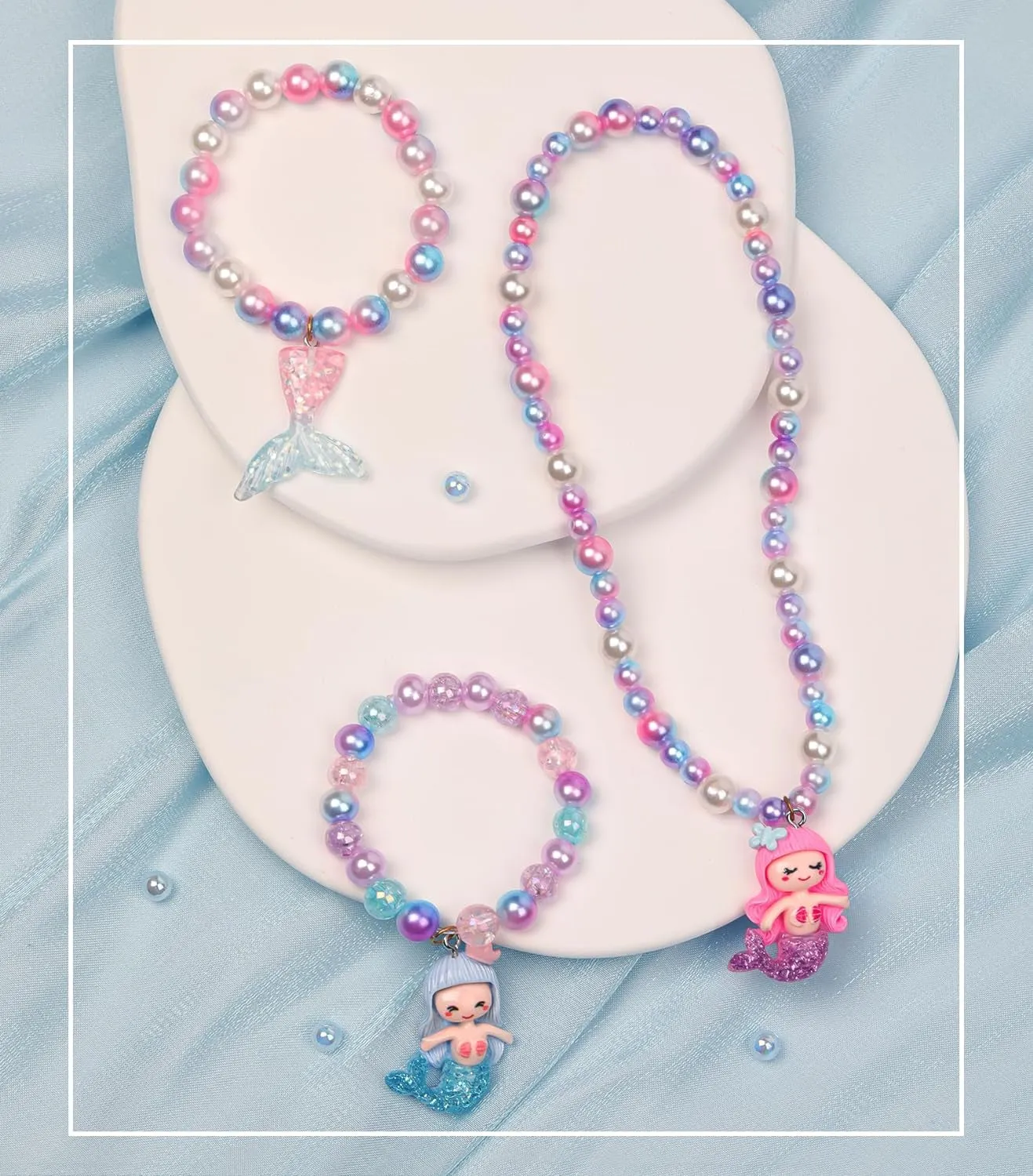 900Pcs Mermaid Bracelet Making Kit for Girls Kids Charm DIY Beads for Jewelry Making, Friendship Bracelet Kit with Ocean Pearl Shell Butterfly Beads for Bracelet Necklace Making