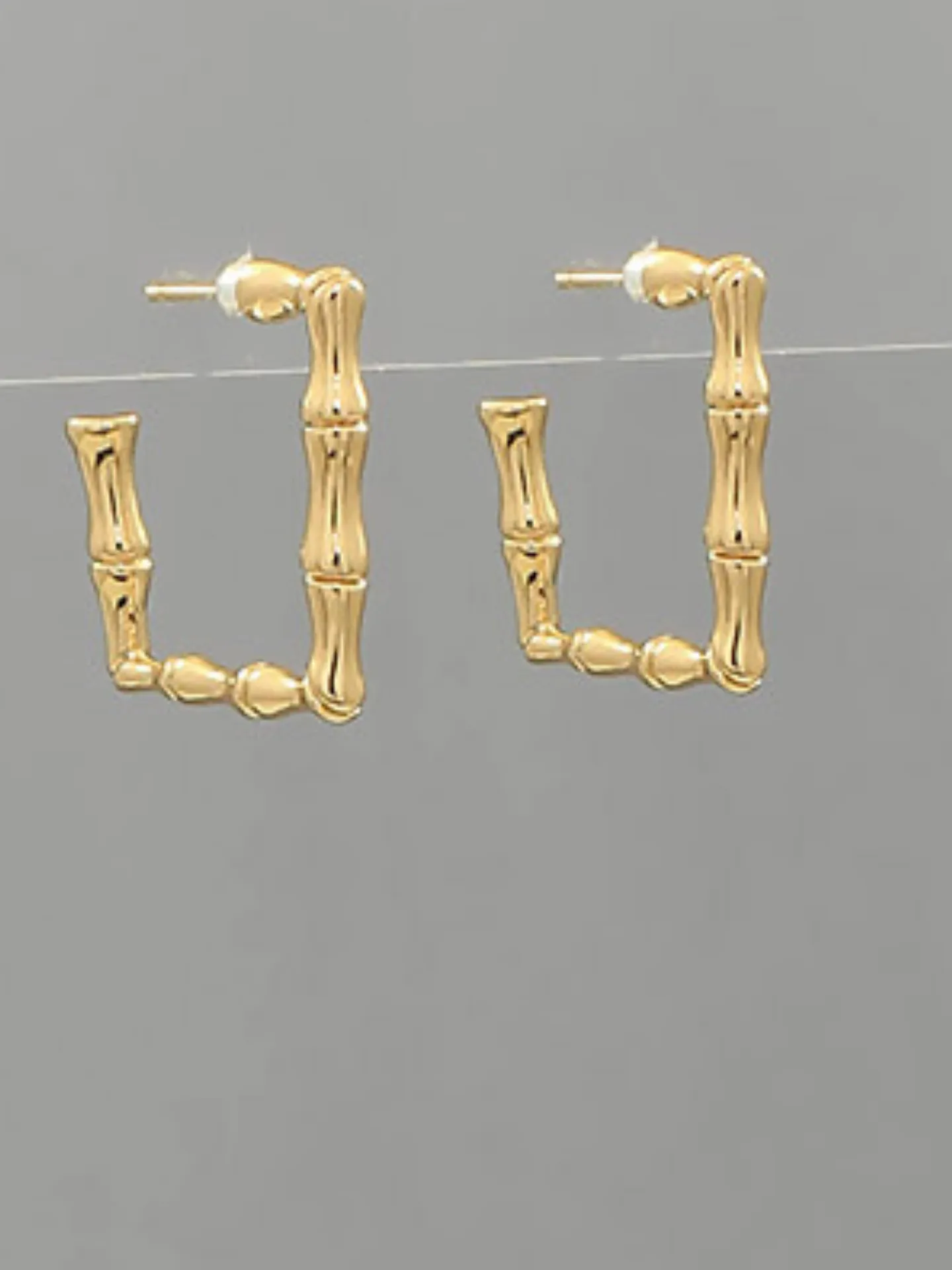 Bamboo Texture Square Hoops