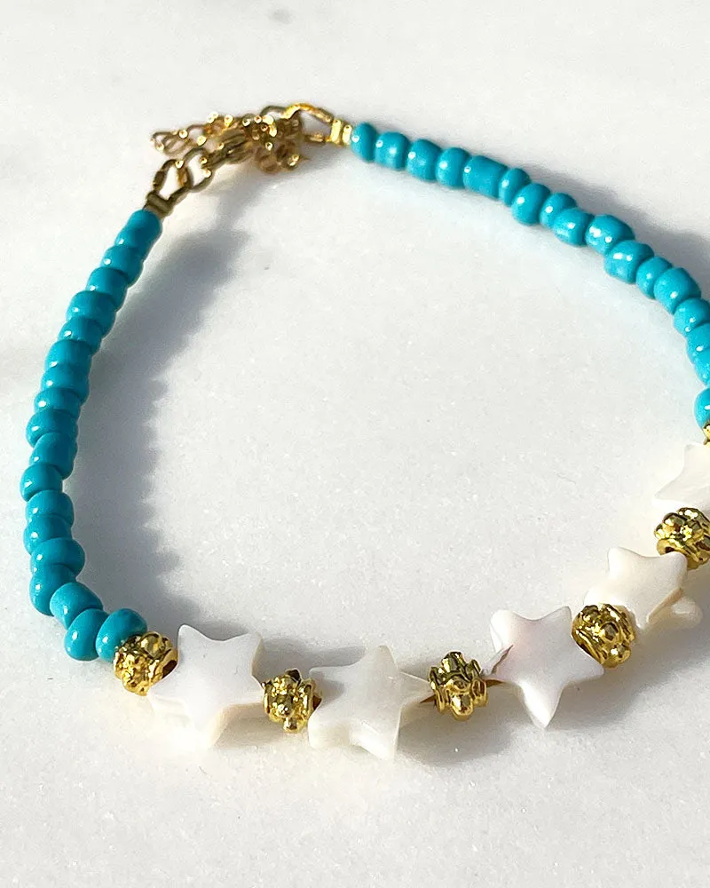 BLUE BOHO STARS ANKLET
