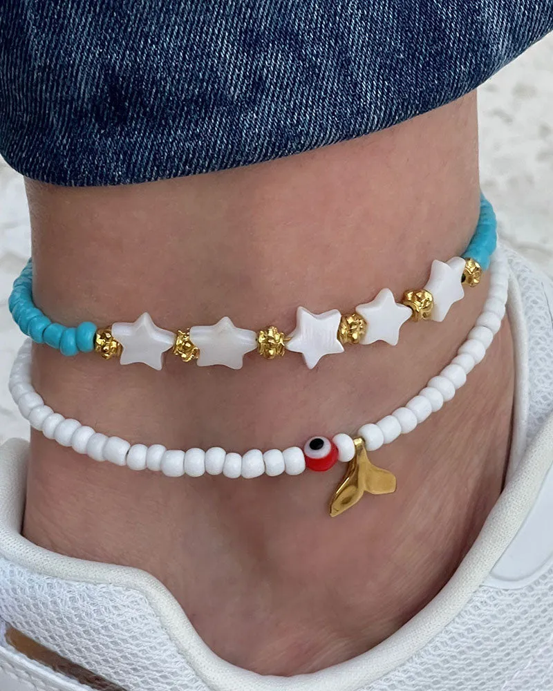 BLUE BOHO STARS ANKLET