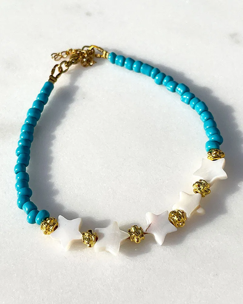 BLUE BOHO STARS ANKLET