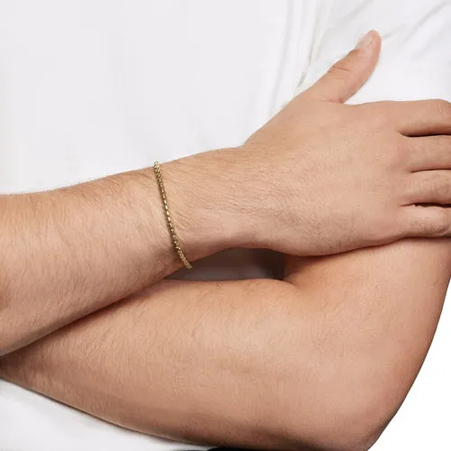 Box Chain Bracelet in 18K Yellow Gold, 3.4mm, Size Small