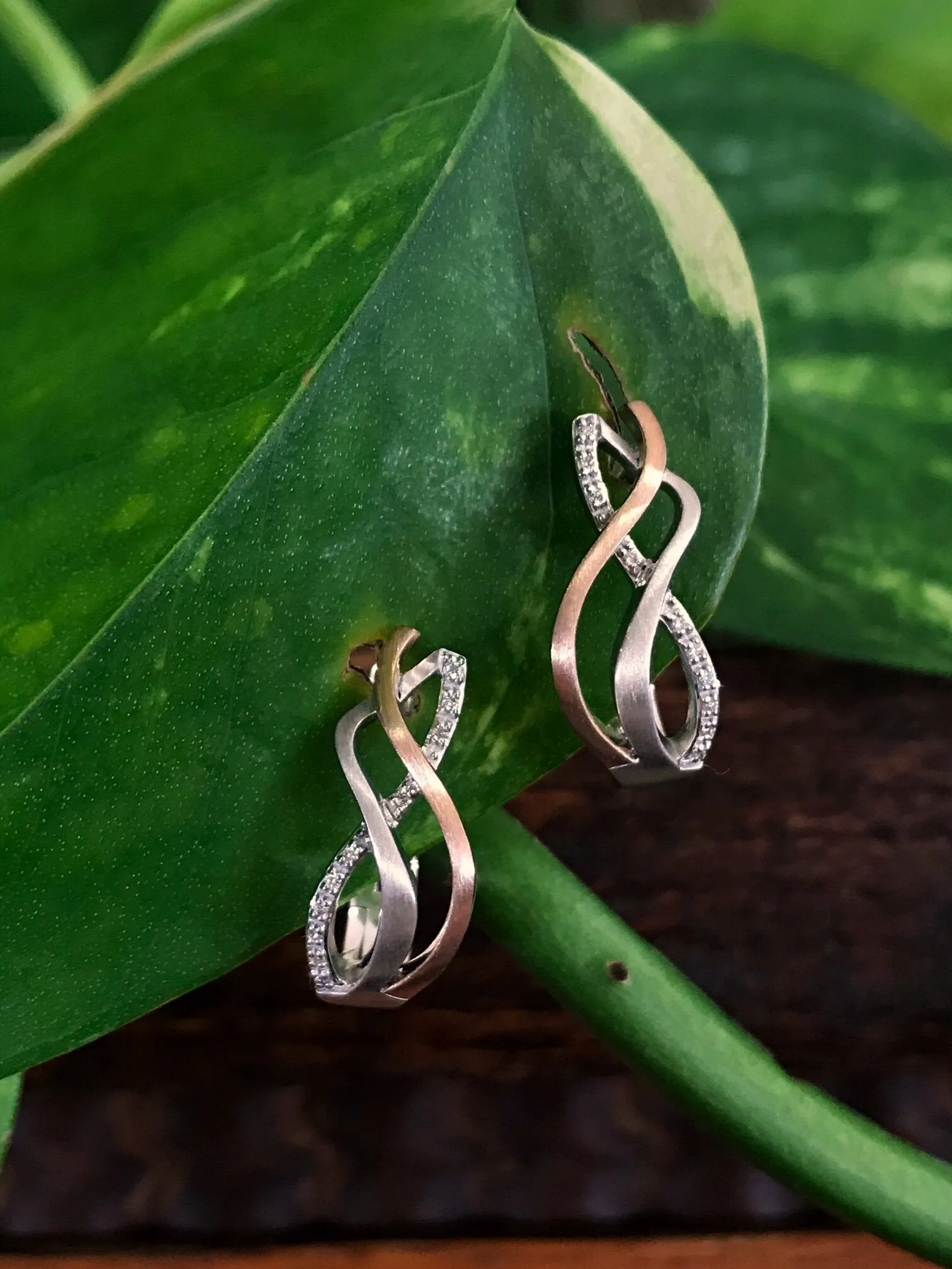 Breuning Woven Twist Diamond Earrings