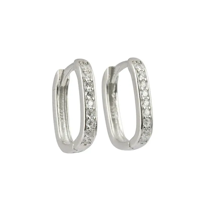 Classic CZ Silver Hoops