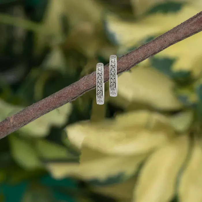 Classic CZ Silver Hoops