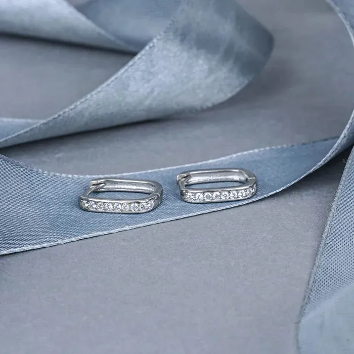 Classic CZ Silver Hoops