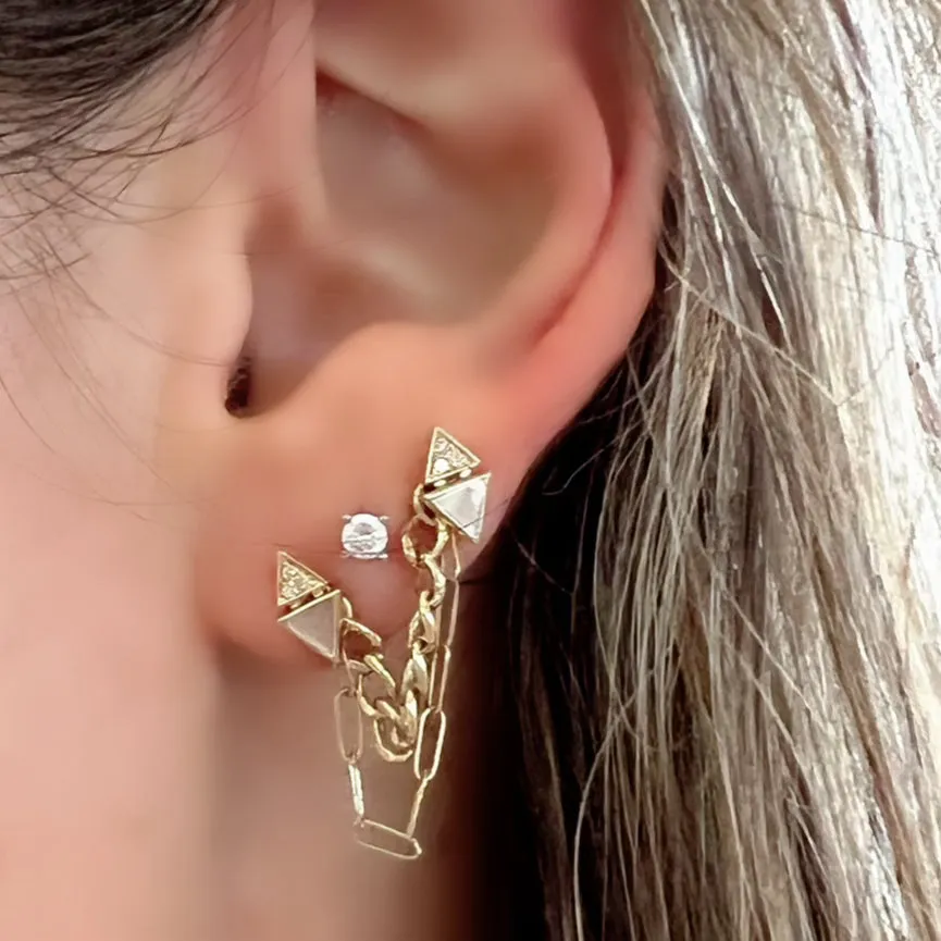 Combination Chain Stud Earring Charm