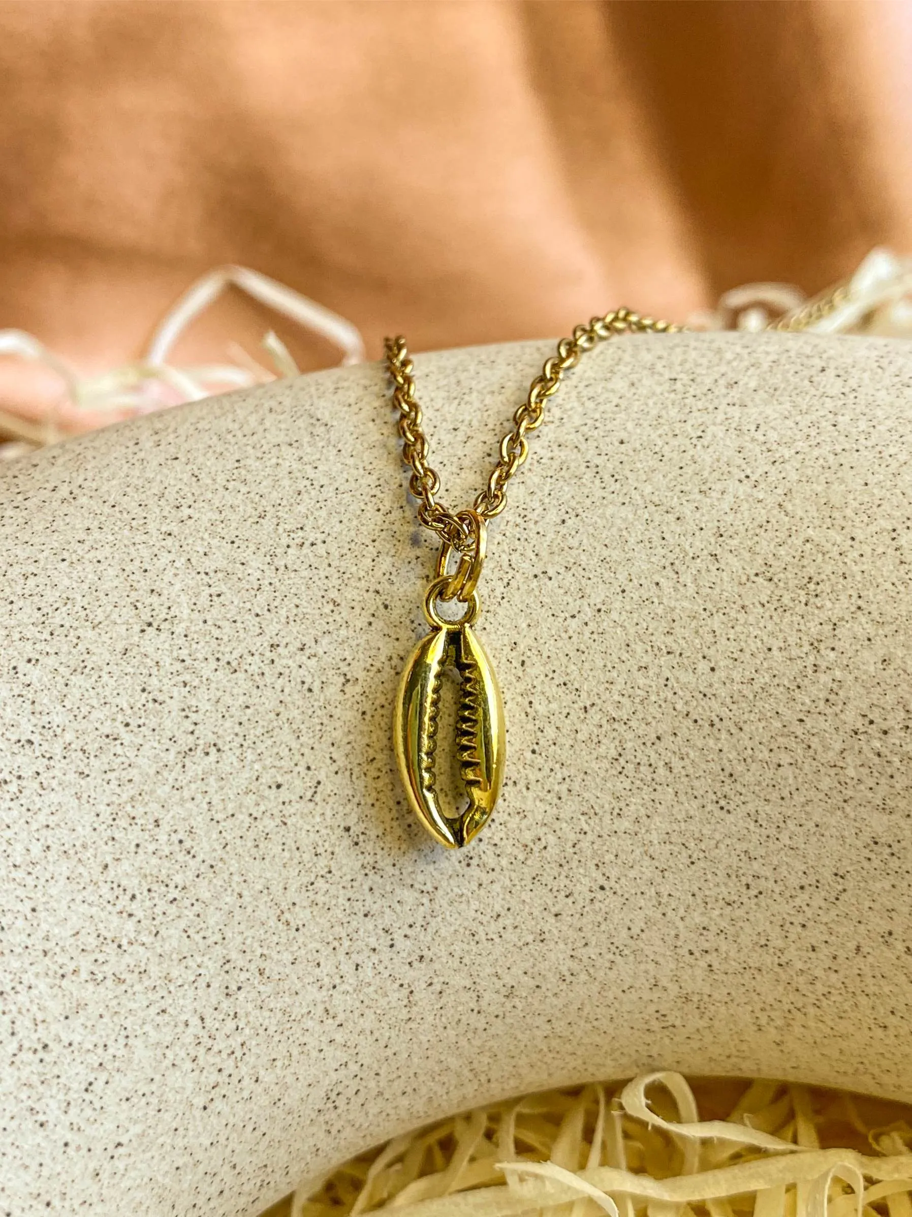 Cowrie Shell/ Coffee Bean Antique Golden Charm | 6 Pcs