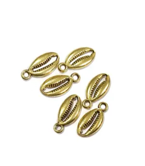 Cowrie Shell/ Coffee Bean Antique Golden Charm | 6 Pcs
