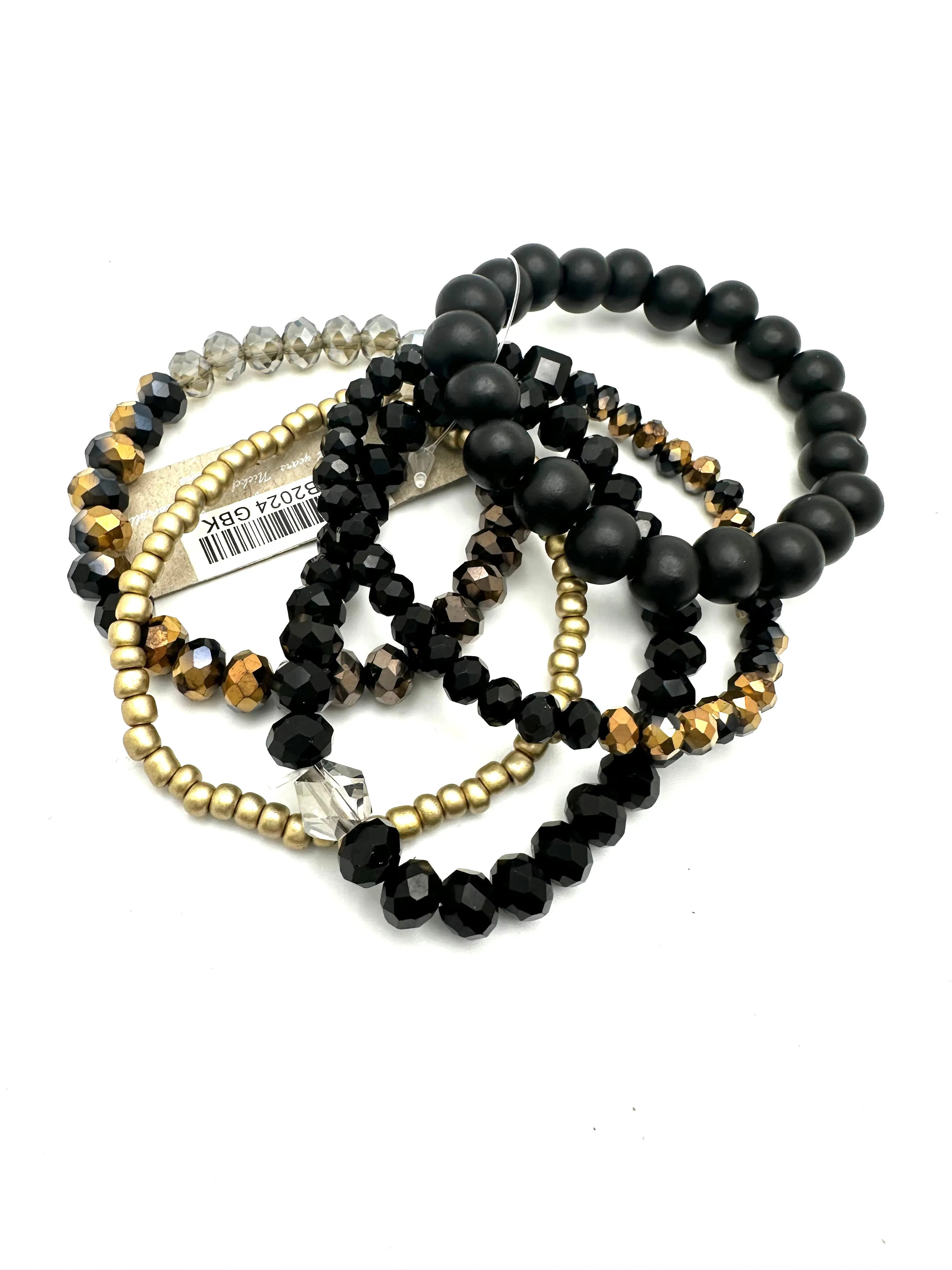 Crystal and Wood Bead Stack