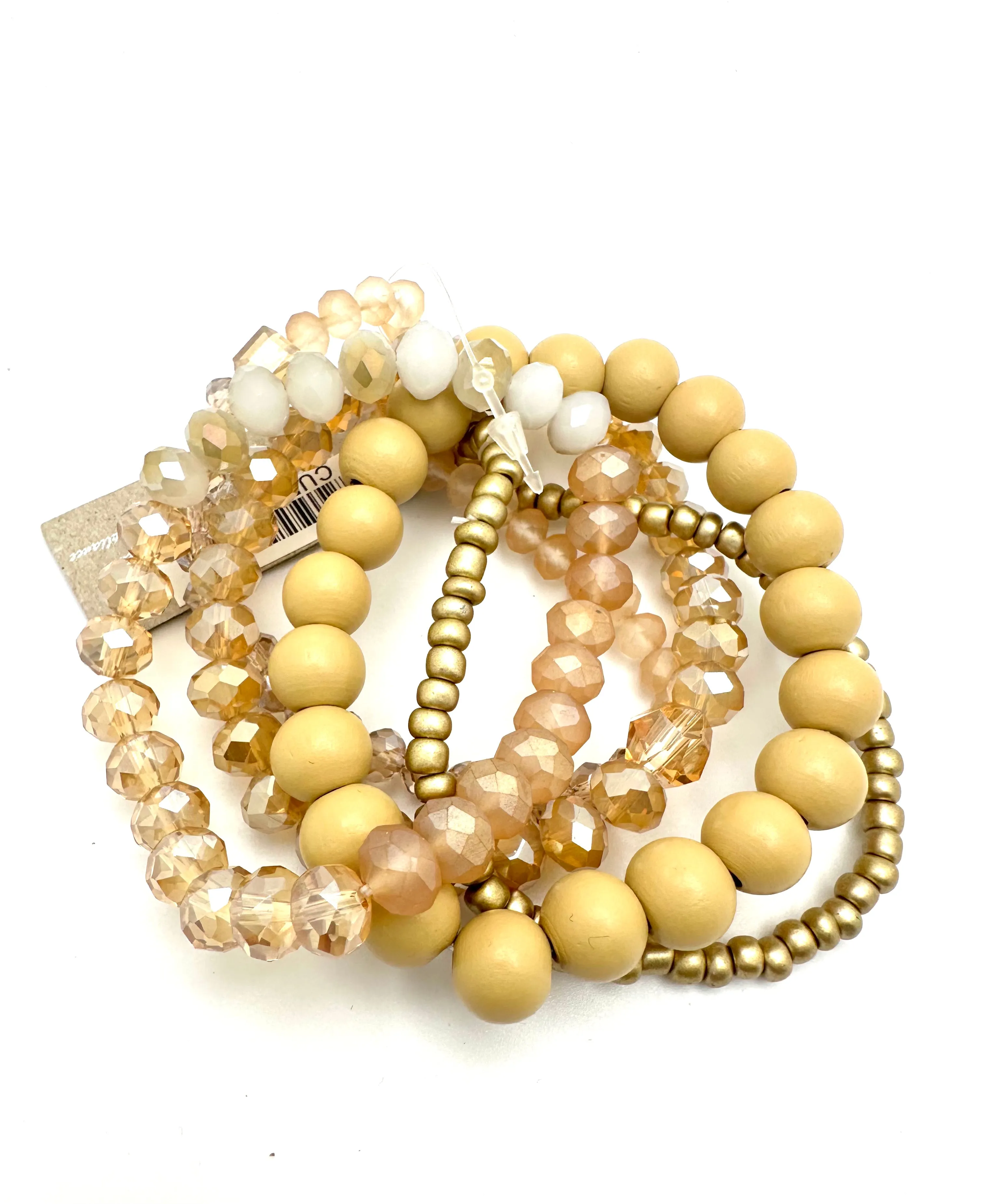Crystal and Wood Bead Stack
