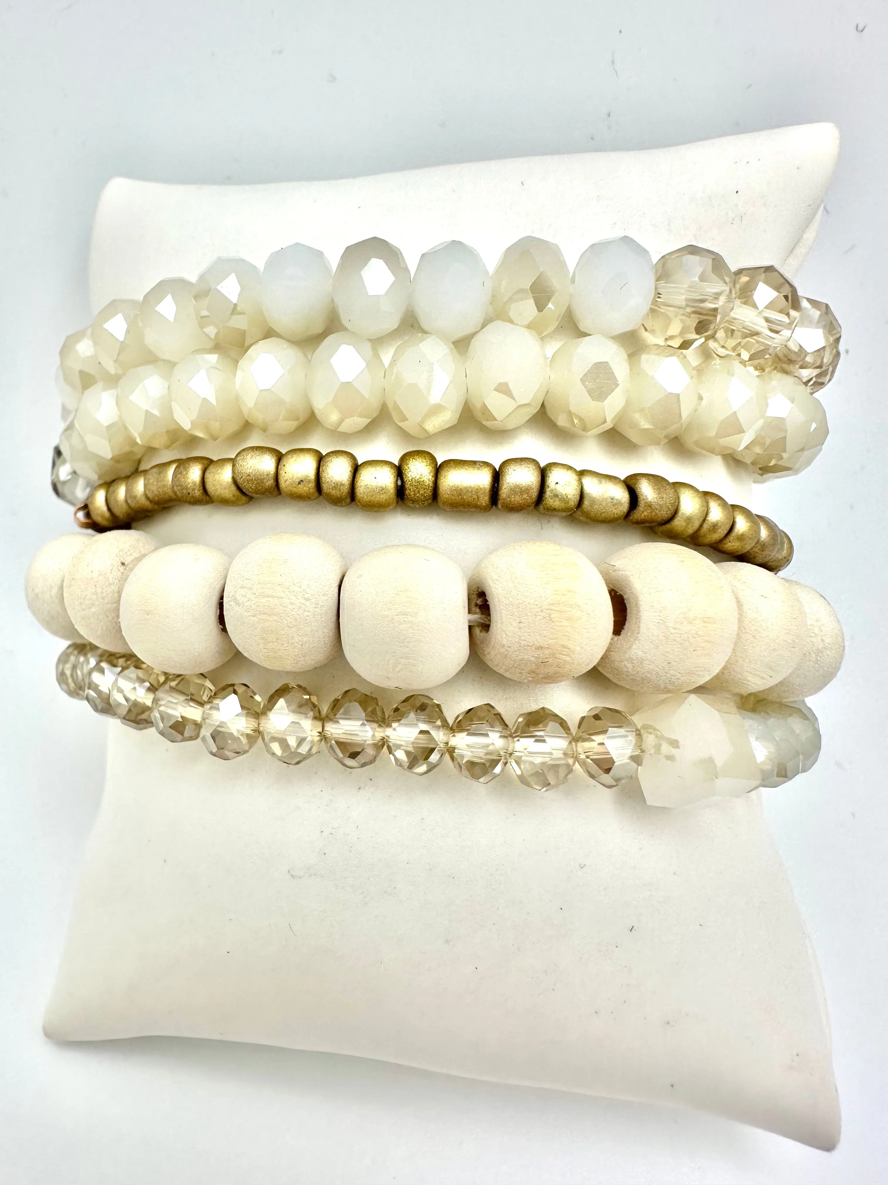 Crystal and Wood Bead Stack