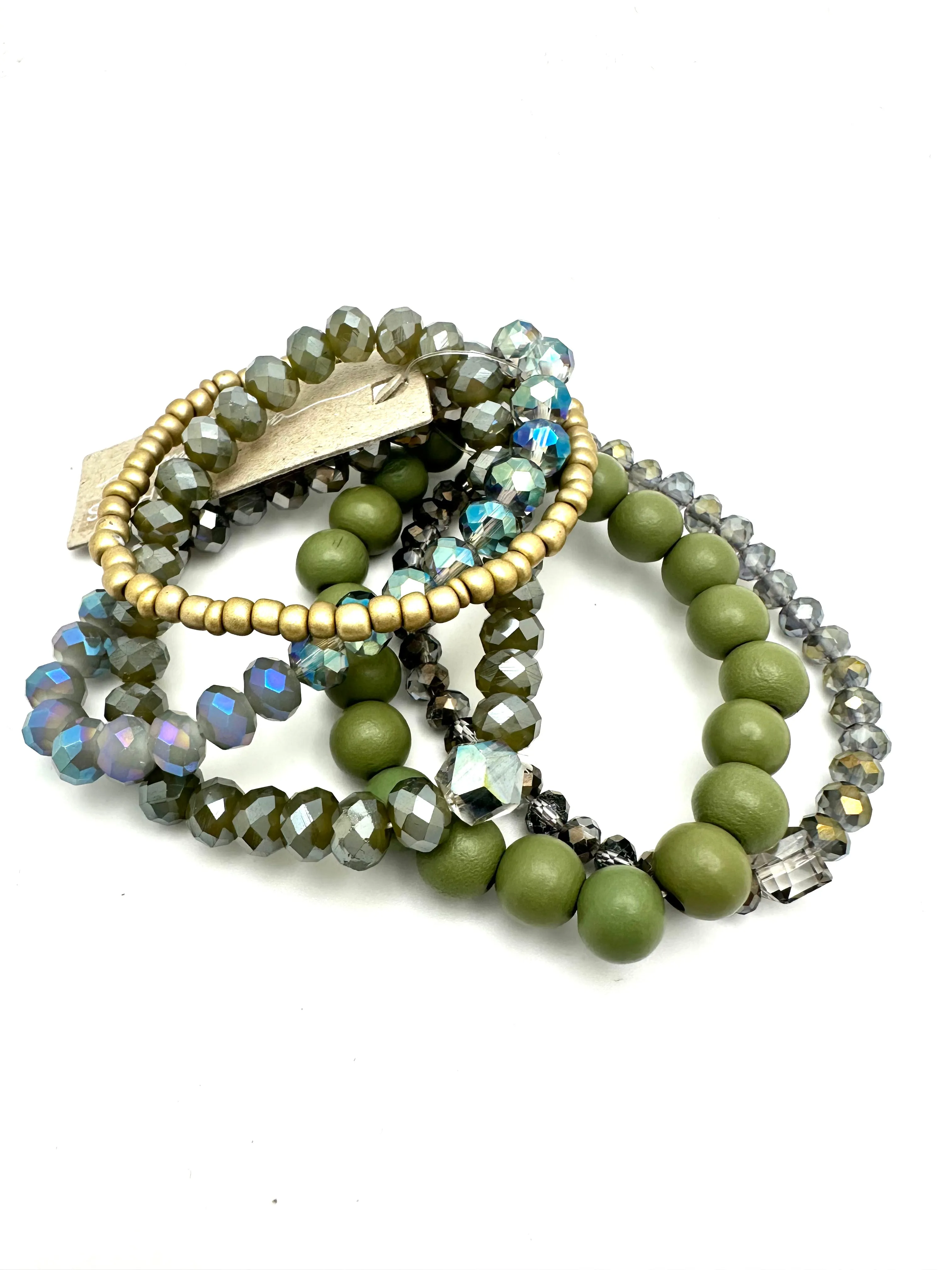 Crystal and Wood Bead Stack