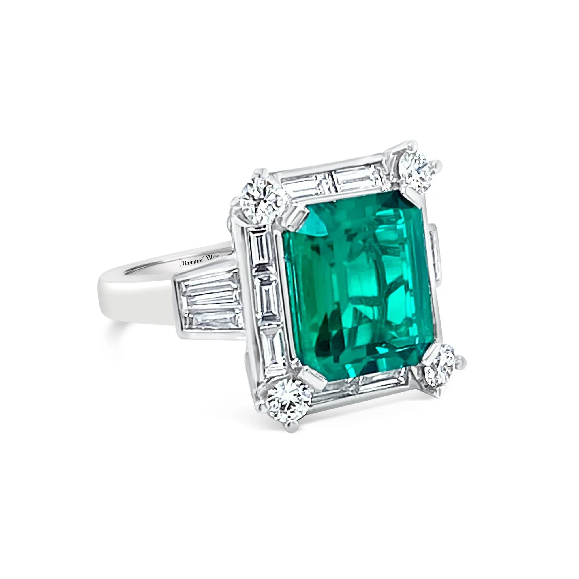Emerald cut Emerald & Diamonds "Alexandra" Ring