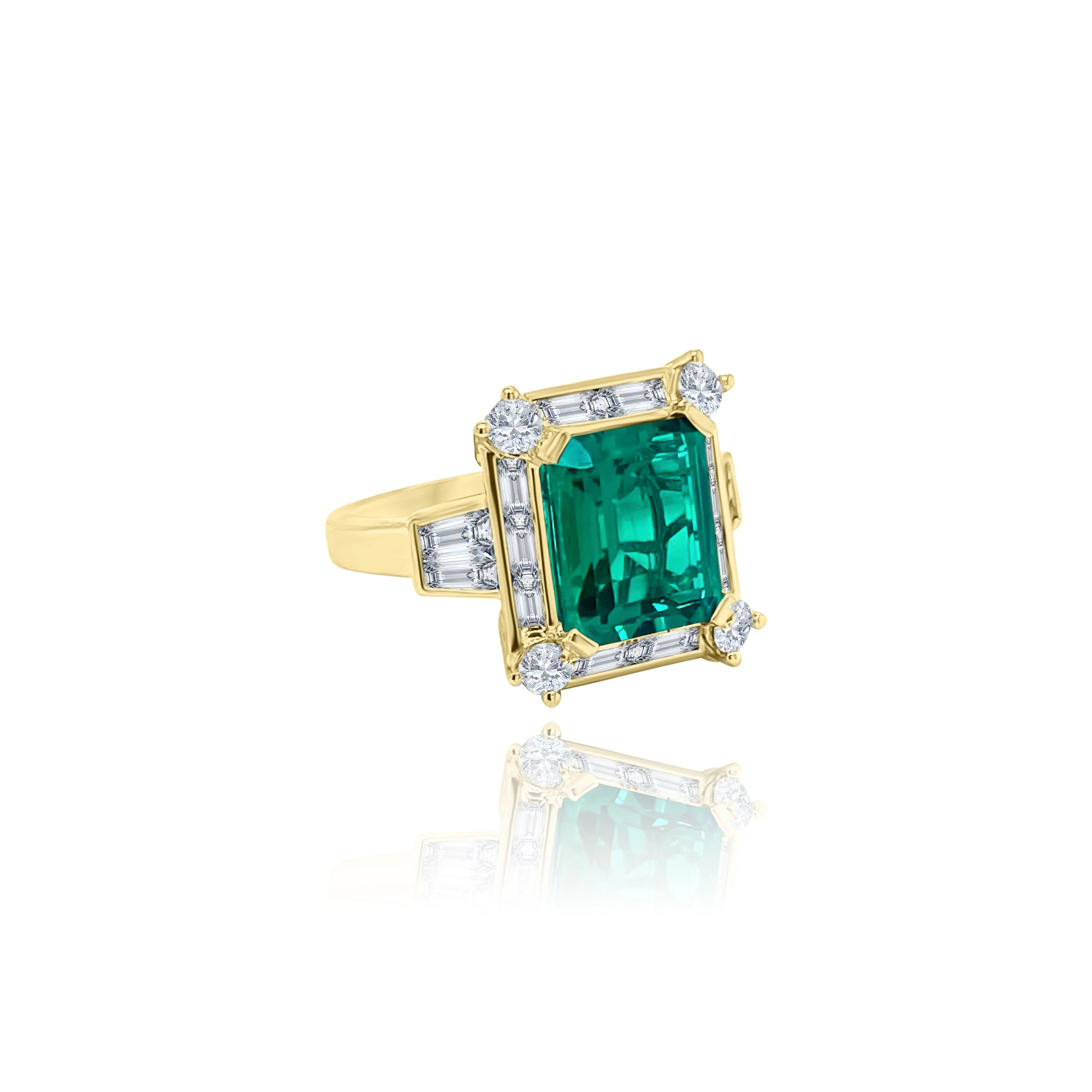 Emerald cut Emerald & Diamonds "Alexandra" Ring