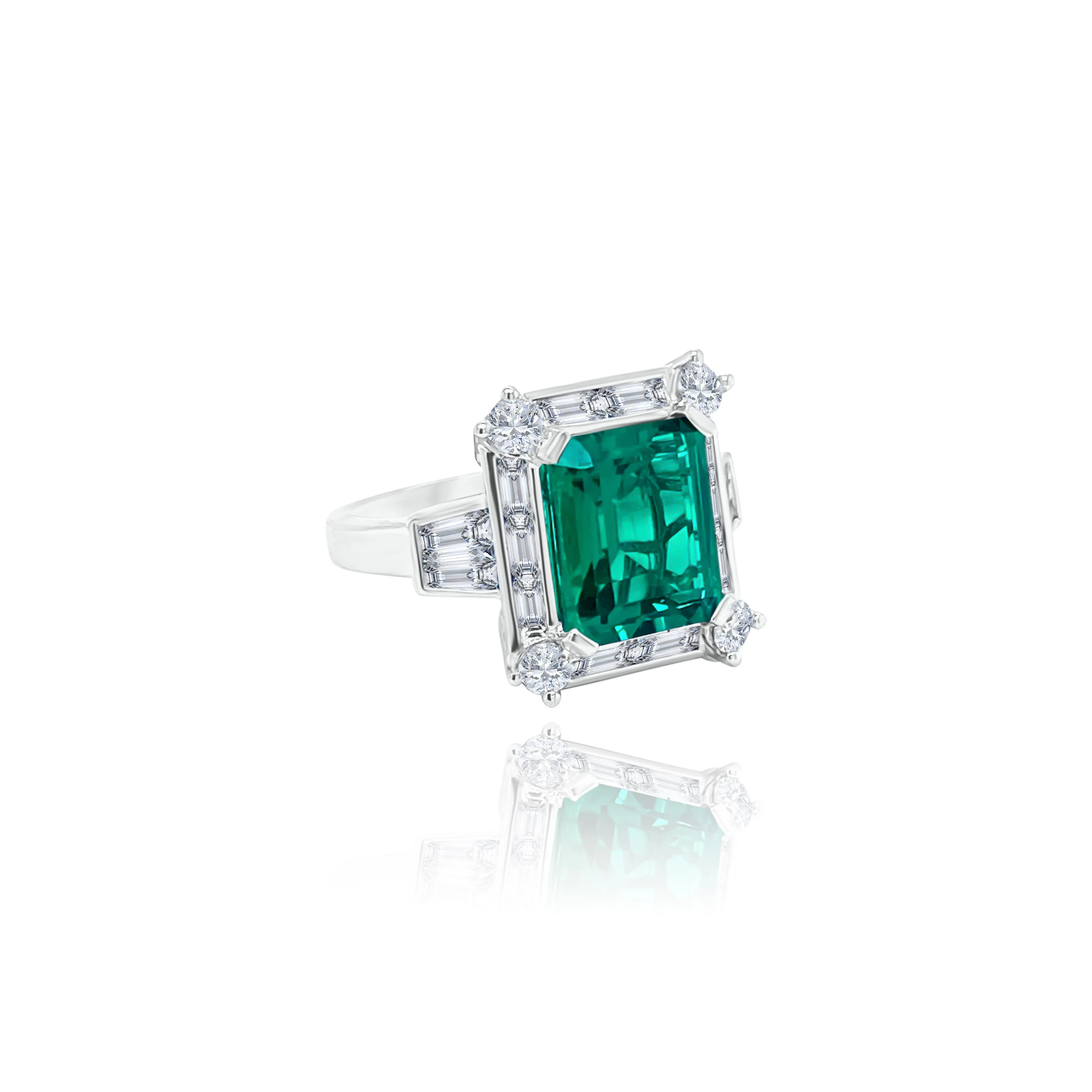Emerald cut Emerald & Diamonds "Alexandra" Ring