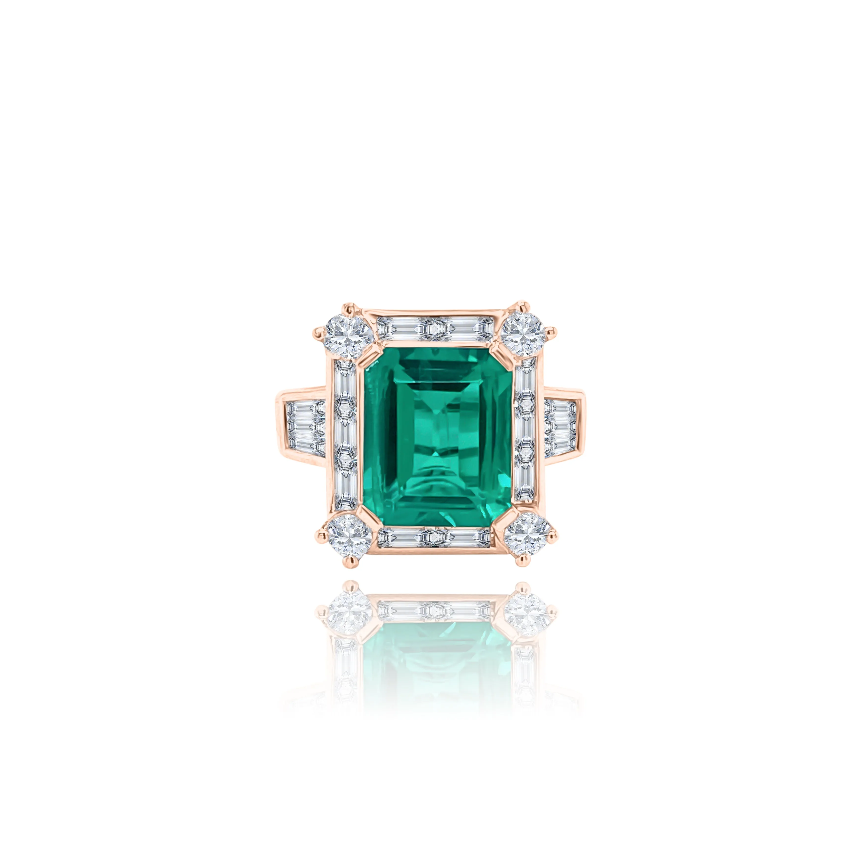 Emerald cut Emerald & Diamonds "Alexandra" Ring