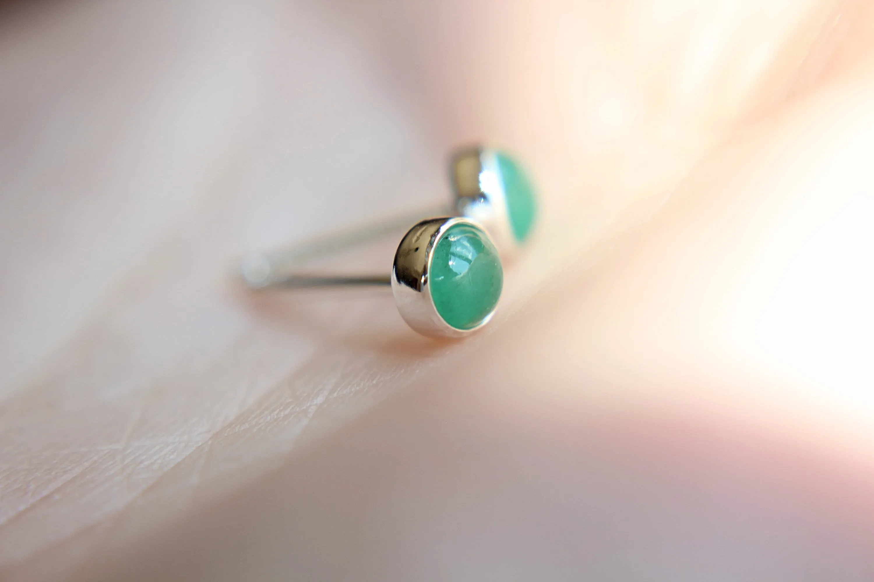 Emerald Earrings, Gemstone Earrings, Sterling Earrings, Post Earrings, Green Post Earrings, Small Earrings, Minimalist Earrings, Gift