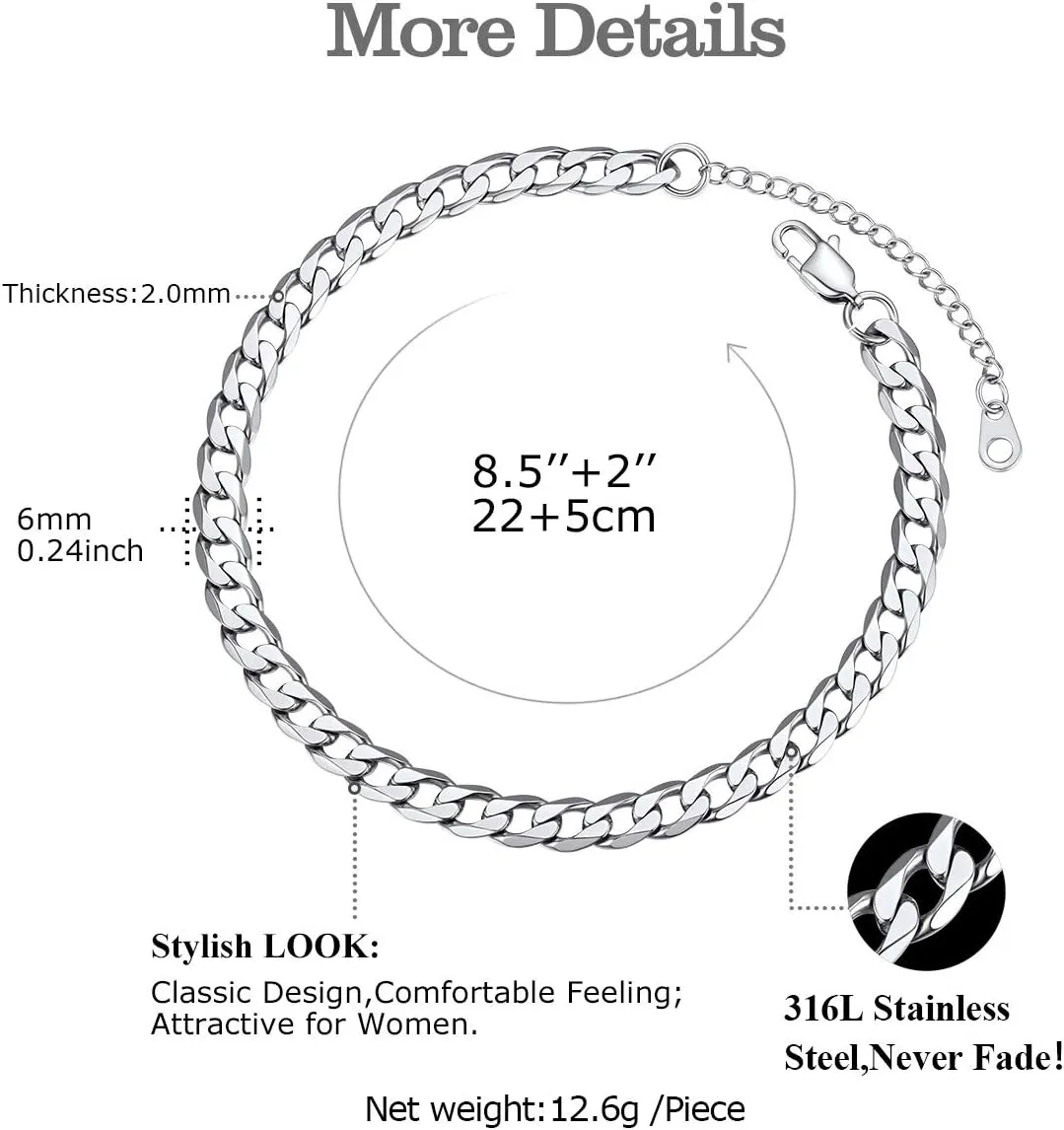 FOCALOOK 14K Gold Plated Anklets for Women Waterproof Plus Size Ankle Bracelet 8.5-10.5 Inch Adjustable Mariner/Figaro/Flat Snake/Cuban Link Chain Anklet Jewelry for Summer Beach Holiday