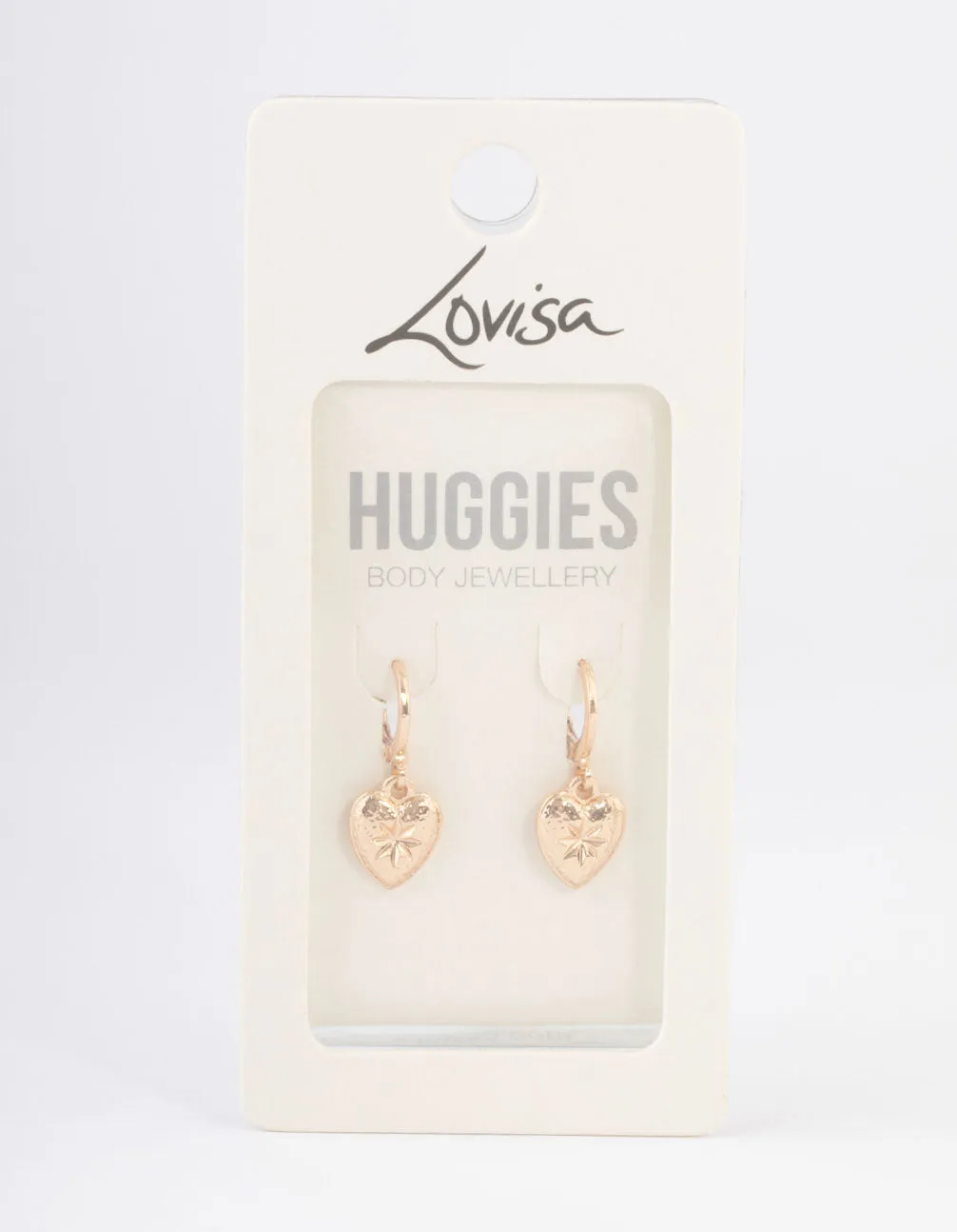 Gold Celestial Heart Huggie Earrings