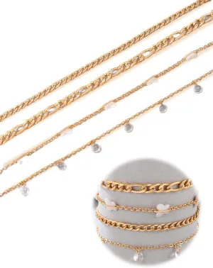Gold Layered Ankle Bracelet for Women Trendy Butterfly Anklet Crystal Pendant Ankle Bracelet Stacked Golden Chain Anklets for Friend