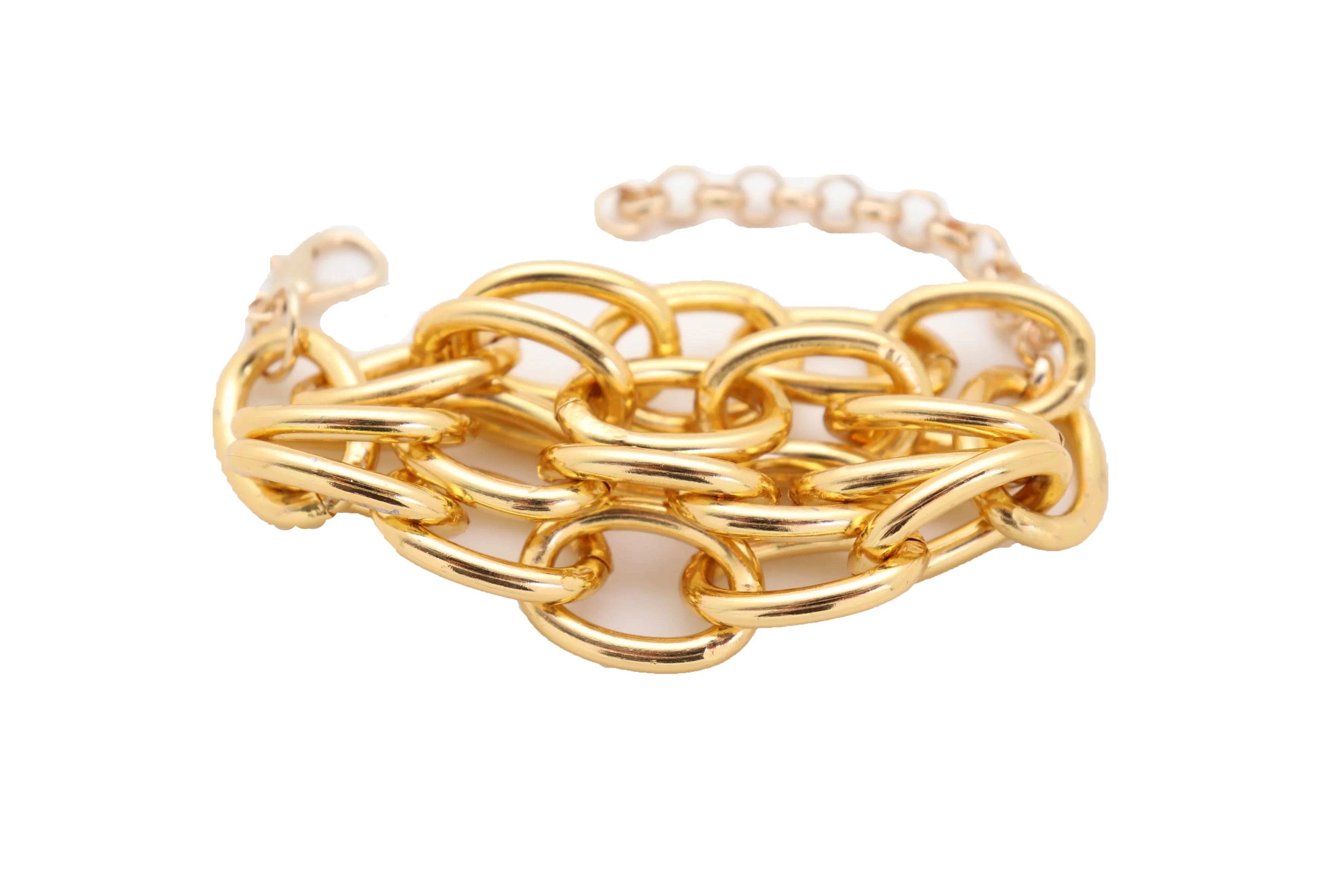 Gold Metal Chain Links Multi Strands Wrist Bracelet Bling