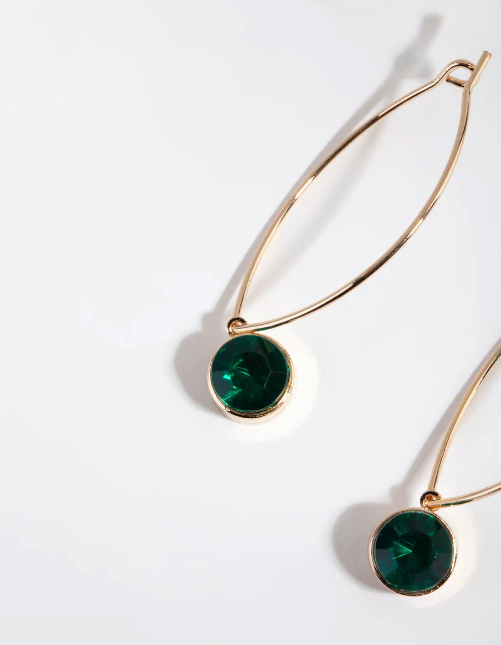 Gold Single Gem Hoop Earrings
