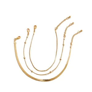Hip-Hop Three-Layer Gold Plated Snake Chain Bracelet for Women