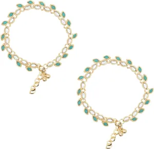 I Jewels Gold Plated Indian Wedding Bollywood Kundan Stone Payal Anklets for Women (A027Sb)