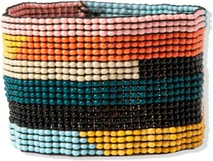 INK   ALLOY Beaded Bracelets for Women, Penelope Boho Seed Bead Stretch Cuff Bracelet, Handmade Jewelry for the Modern Bohemian, 1.5-Inch Width