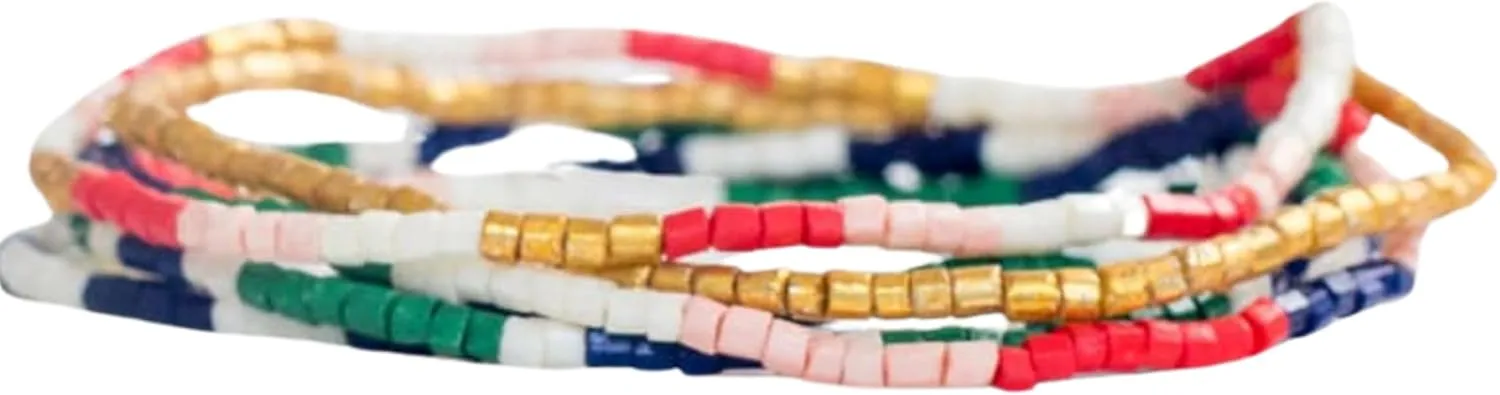 INK   ALLOY Beaded Stackable Bracelets for Women, Macy Luxe Small Beaded Stretch Boho Bracelet Stack, Handmade Jewelry for the Modern Bohemian, Set of 6