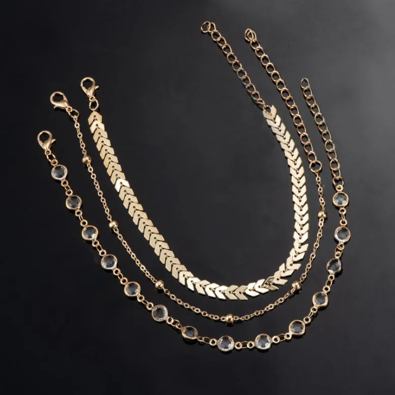 Jewelry Multilayer Popular Airplane Crystal Beach Anklet