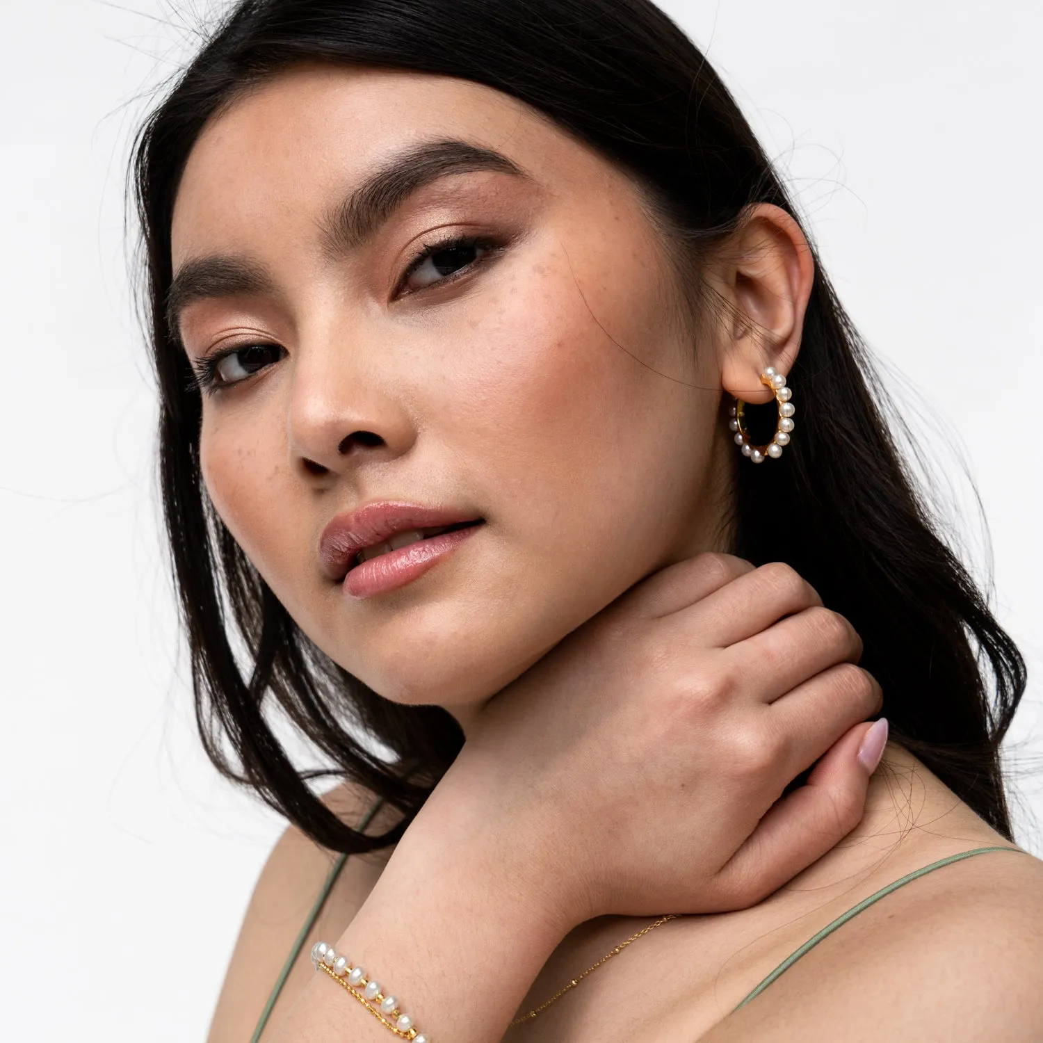 Large Timeless Pearl Huggie Hoops