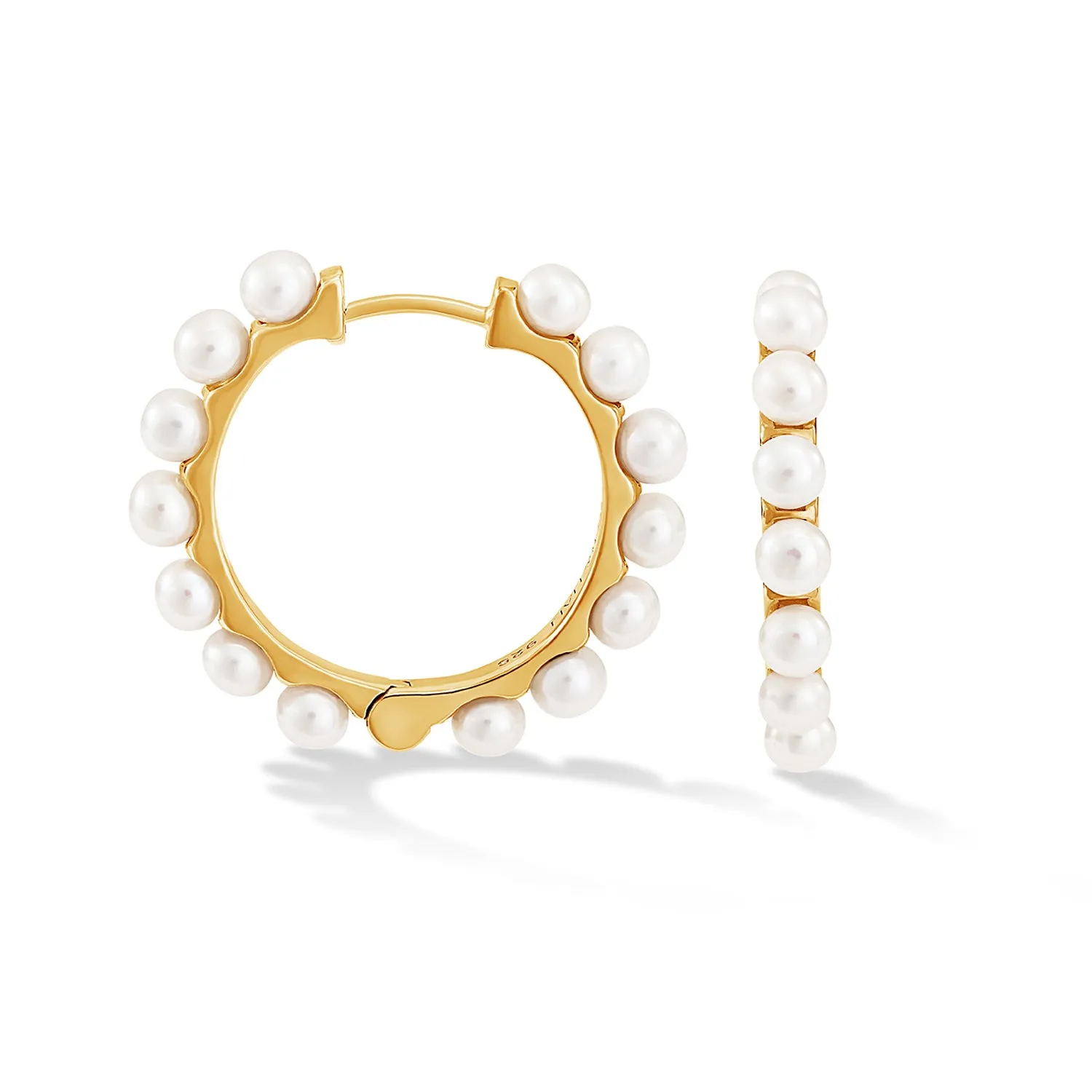 Large Timeless Pearl Huggie Hoops