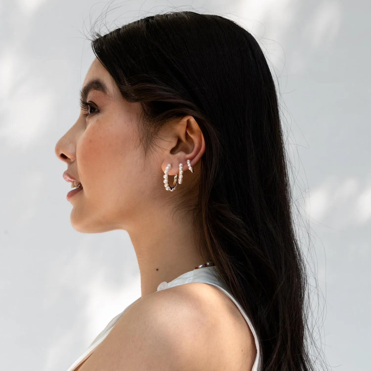 Large Timeless Pearl Huggie Hoops