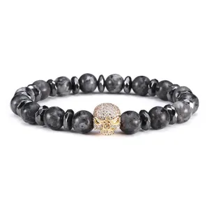 Machiavelli Grey Jasper Stone Micro Paved Bracelet