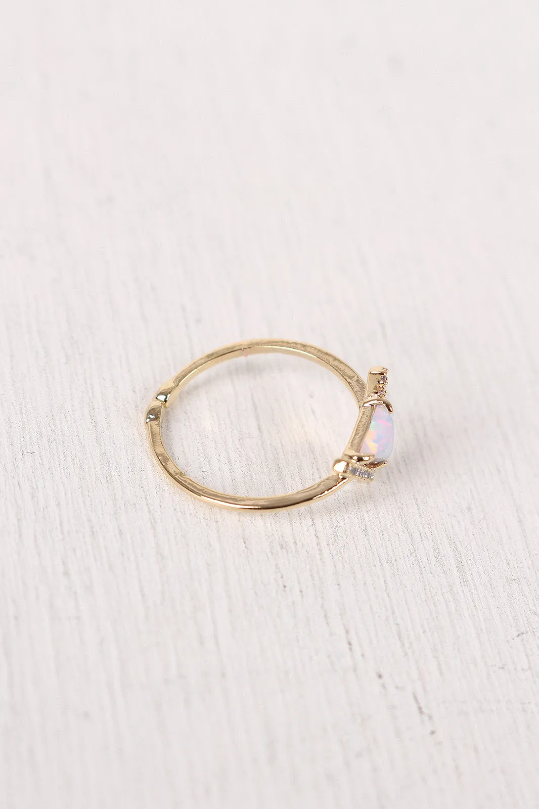 Rhinestone Accent Triangle Gemstone Ring