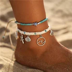 Save Sea Life Jewelry | Wave Starfish Shell Anklet