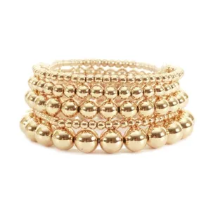 Stackable Small Beaded Gold Bracelets