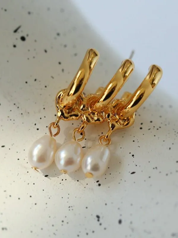 Vintage Freshwater Pearl Pendant Earrings