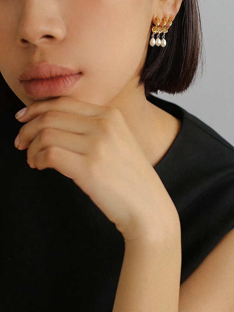 Vintage Freshwater Pearl Pendant Earrings
