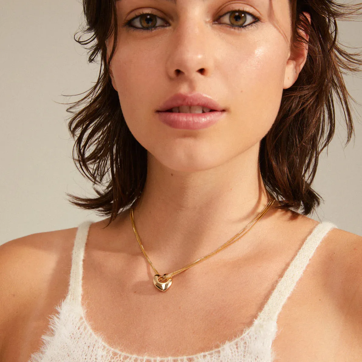 Wave Gold Plated Heart Necklace