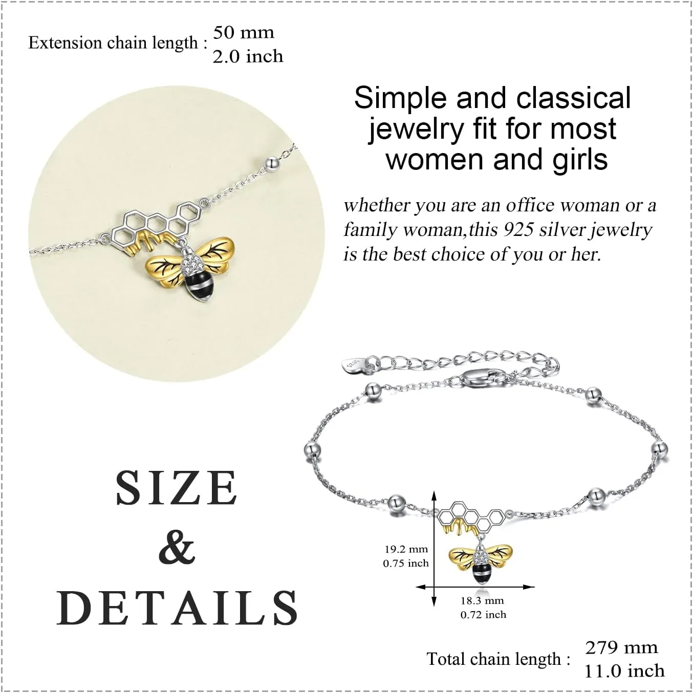YAFEINI Anklet Bracelets for Women Girls Sterling Silver Hummingbird/Dragonfly/Butterfly Link Chain Anklets Jewelry Gifts