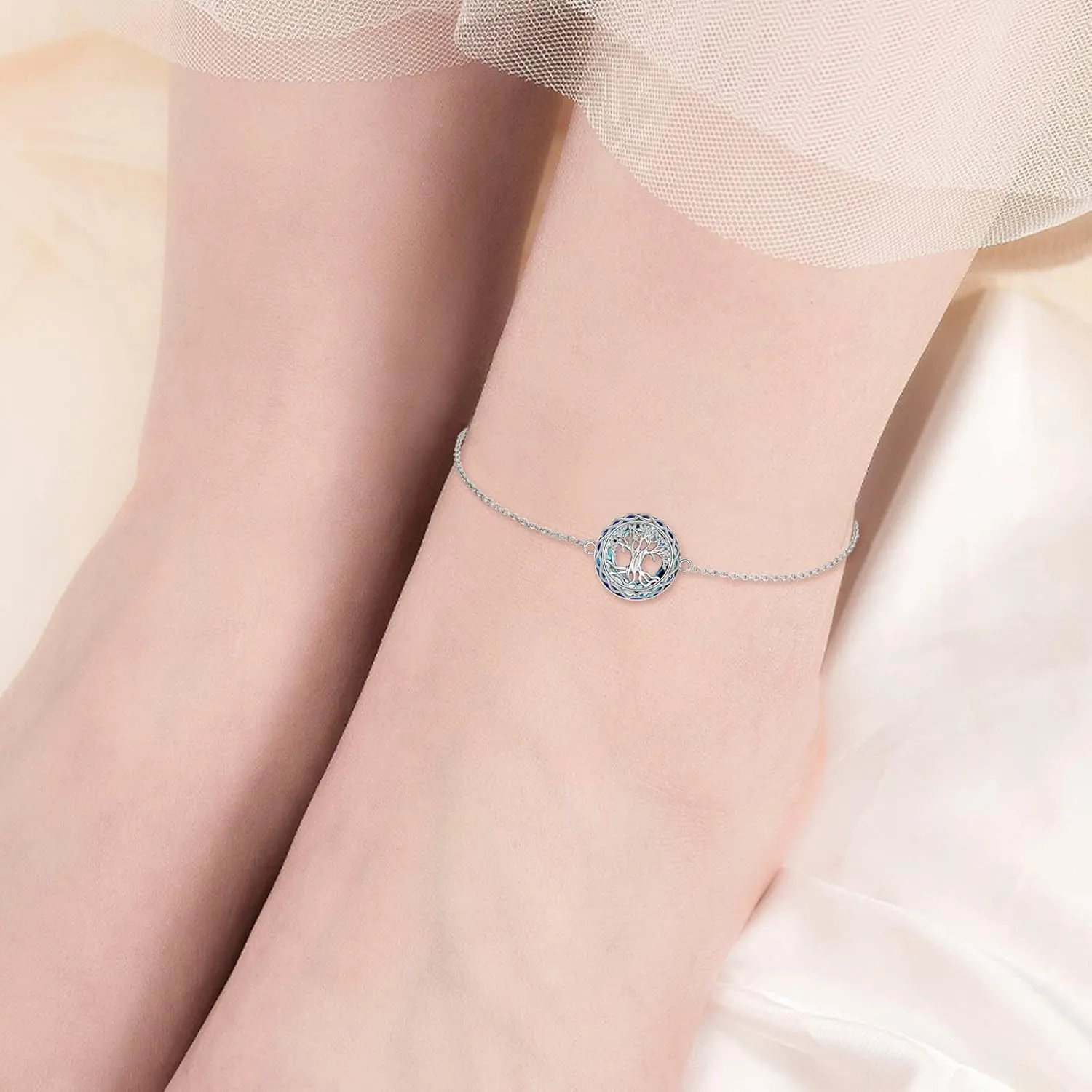YFN Anklets Bracelet for Women Sterling Silver Butterfly Heart Tree Hummingbird Cardinal Anklet Charm Chain Bracelet Beach Foot Jewelry for Women